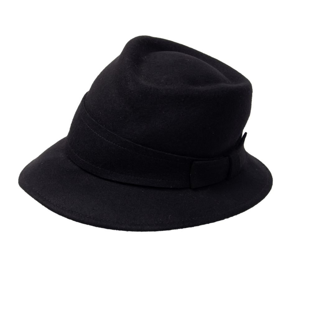 BRONTE BLACK WOOL FELT HAT | WOMENS SIZE M